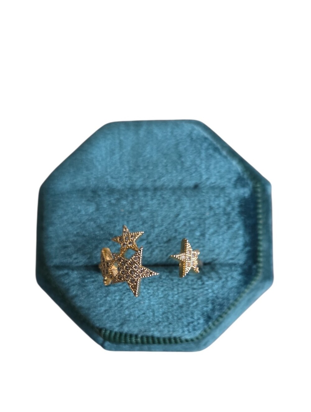 Size 8.5 Gold Toned Starburst Ring Sparkling Multi-Star Design